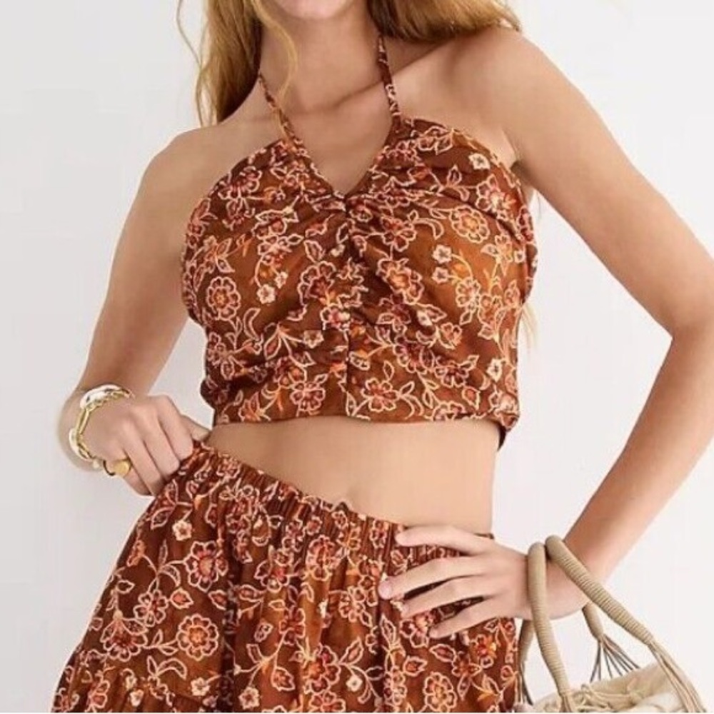 J. Crew Women’s V-Neck Halter Top in Vintage Vines Print
